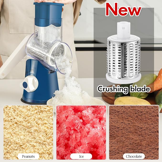 Ourokhome Rotary Cheese Grater Hand Crank, Kitchen Shredder Speed Mandolin - Image 4