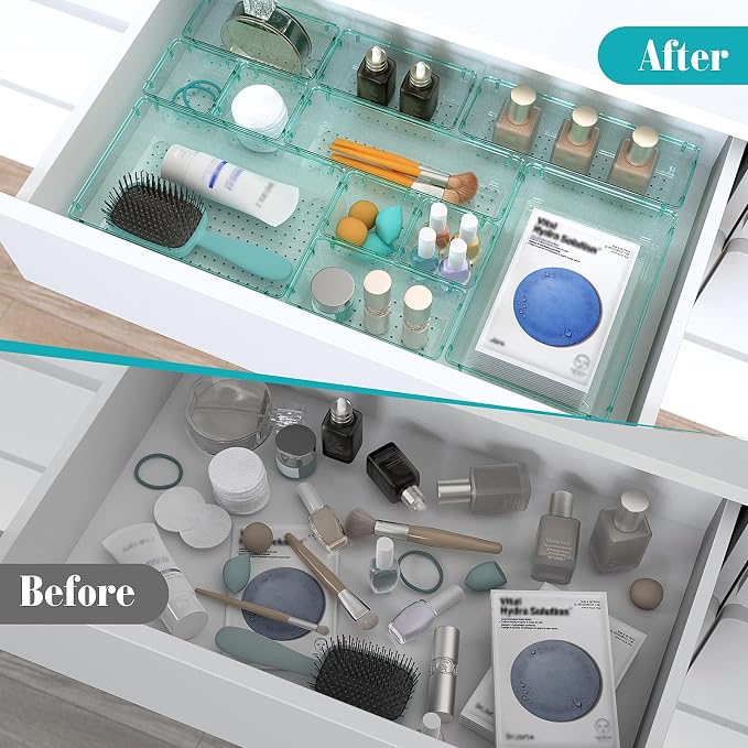 StorMiracle 23 PCS Clear Plastic Drawer Organizers Set, 4 Size Desk Drawer - Image 4