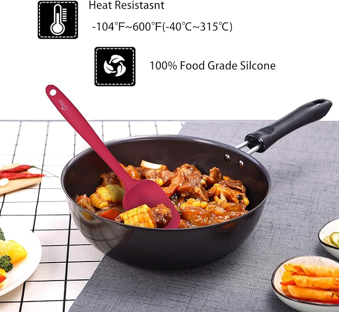 HOTEC Heat Resistant 600℉ BPA-Free Silicone Rubber Spatula Set, Kithchen - Image 4