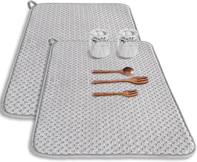 2 Pack Microfiber Dish Drying Mat, 24*17 inch Absorbent Dish Drainer Kitchen by Meirrnyyu
