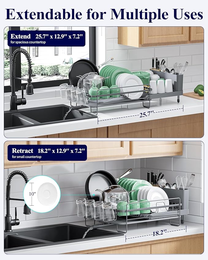 Kitsure Extendable Dish Drying Rack, Large Drying Dish Rack - Image 3