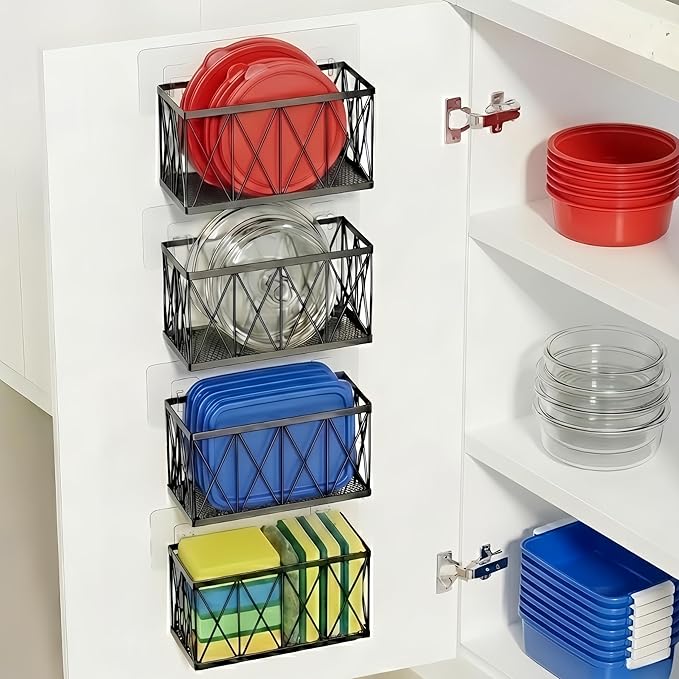 4 Pack Cabinet Door Organizer, Adhesive Inside Cabinet Door Storage by MIXISAV