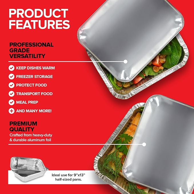 Stock Your Home 9x13 Disposable Baking Pan Covers Heavy-Duty Aluminum Cake Pans - Image 3