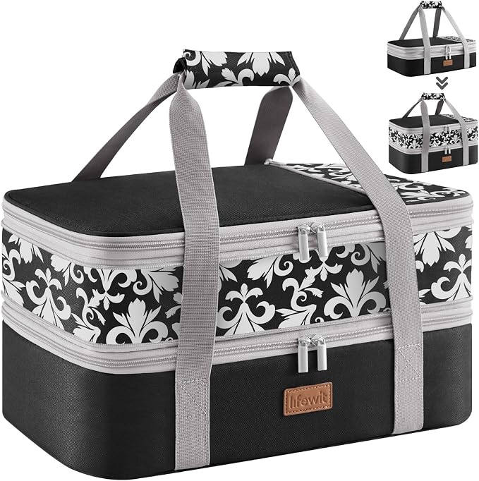Lifewit Insulated Double Decker Casserole Carrier, Expandable Lasagna Lugger by Lifewit