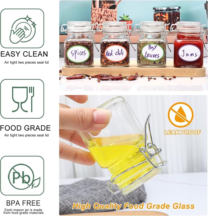 Brajttt 4 oz Spice Jars with Labels, 25 Pack Small Glass Jars with Lids - Image 7