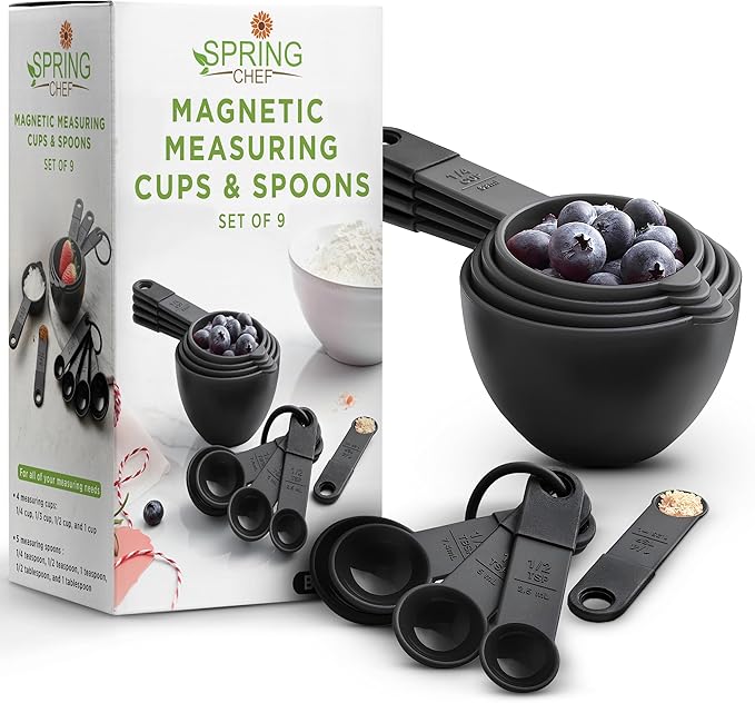 Spring Chef Magnetic Measuring Cups and Spoons Set of 9, Nesting Kitchen Tool by SpringChef