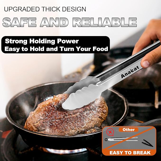 Anaeat Premium Kitchen Locking Tong Set of 3 - Image 2