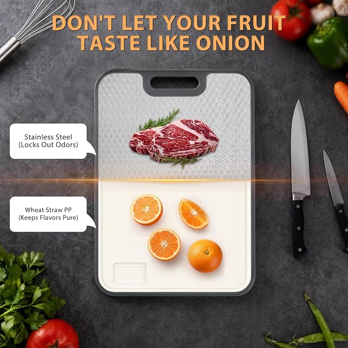 18/8 Stainless Steel Cutting Board, Large Double Sided Chopping Board - Image 8