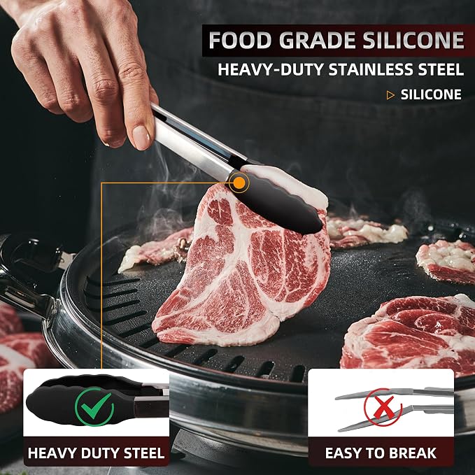 Pack of 3 Stainless Steel Kitchen Tongs - Image 5
