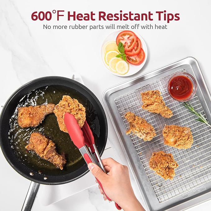 600ºF Heat Resistant Kitchen Tongs: U-Taste 9 inch Silicone Cooking Tong - Image 3