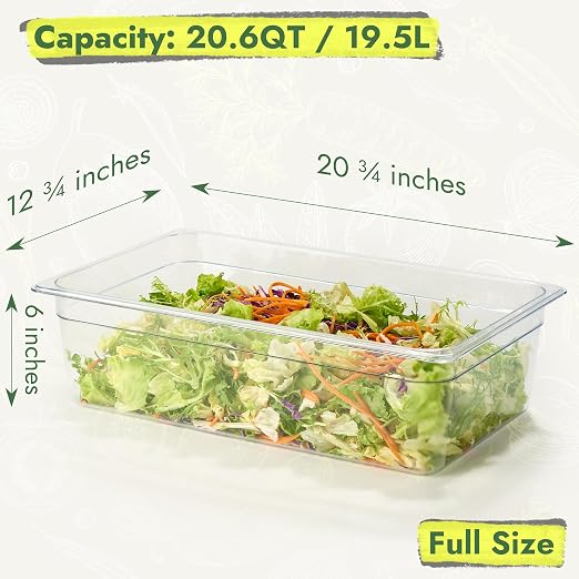 CURTA 4-Pack Full Size 6" Deep NSF Polycarbonate Food Pans - Image 2