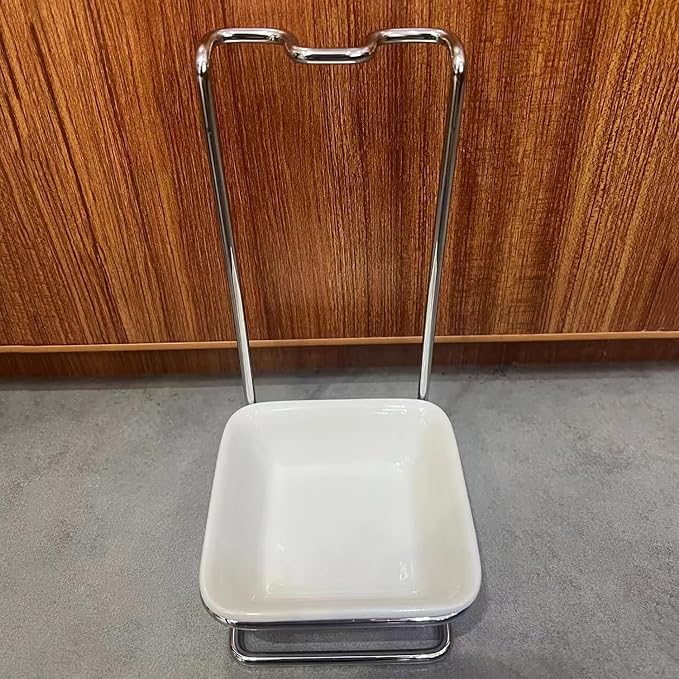 Steel Upright Ladle Holder Square White Ceramic Bowl Spoon Rest Rack Cooking - Image 5