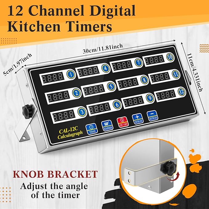 Relaxweex 1 Pack Commercial 12 Channel Digital Kitchen Timer, Wall Mount or - Image 4