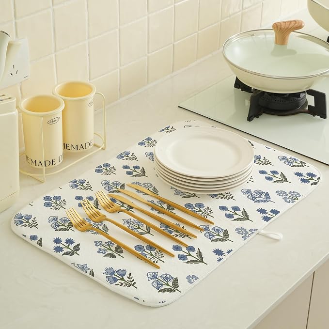 Block Print Dish Drying Mat 18x24 Inches - Image 4
