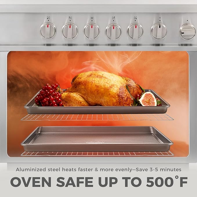 HONGBAKE Naturally Non Toxic Baking Sheet Pan Set of 3, Heavy Duty Aluminized - Image 7