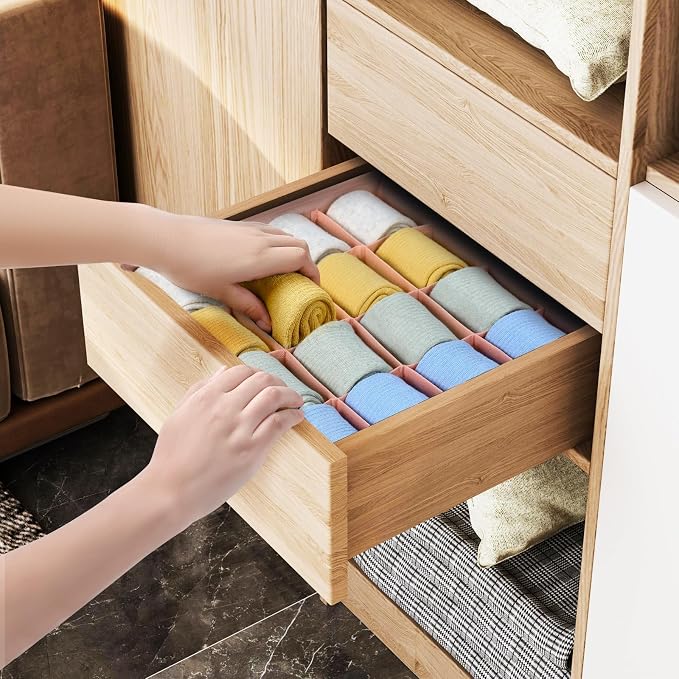 Joyoldelf Sock Drawer Organizer Divider, 16-Cell Underwear Organizers and - Image 4