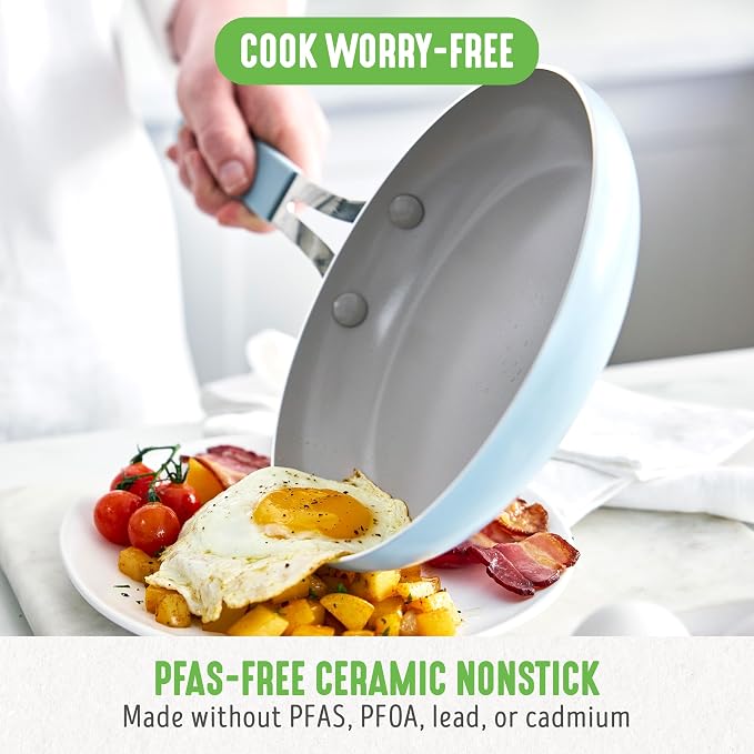GreenLife 10-Piece Nonstick Ceramic Cookware Set, Lightweight Healthy PFAS-Free - Image 2