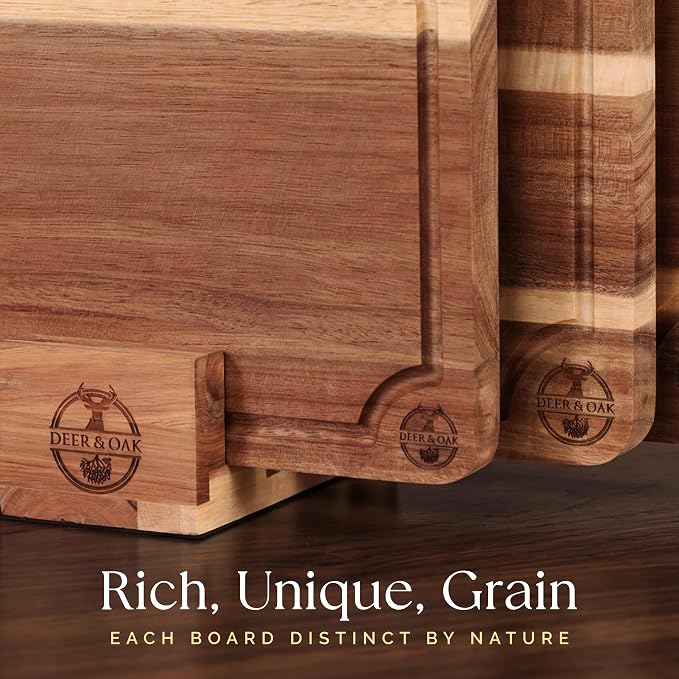 Pre-Oiled, Non Toxic 3-Piece Acacia Cutting Board Set - Image 7