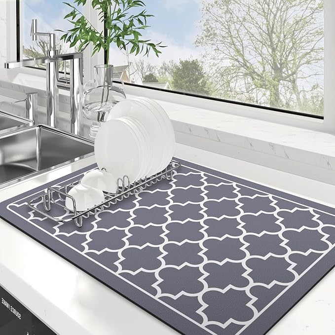 WISELIFE Dish Drying Mat Super Absorbent Drying Mat Large Dish Drying Mats by WiseLife