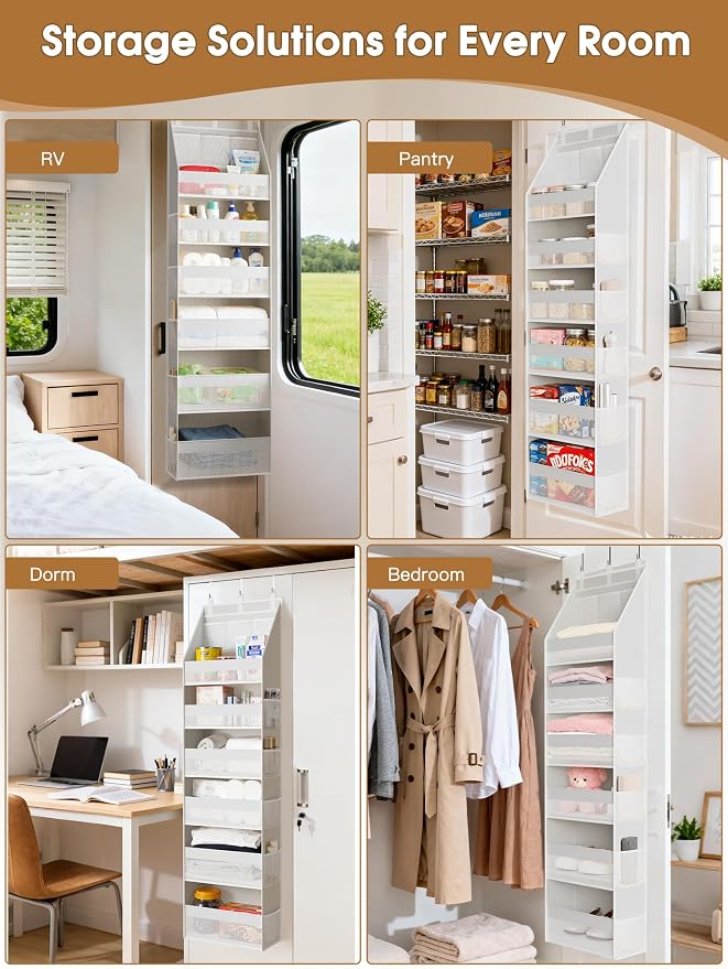 Criusia 2 Pack Over the Door Organizer, Heavy-Duty 6-Shelf Hanging Storage - Image 7