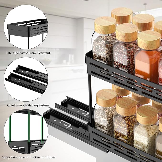 Pull Out Spice Rack Organizer for Cabinet, 3 Packs Slide Out Spice Racks - Image 7