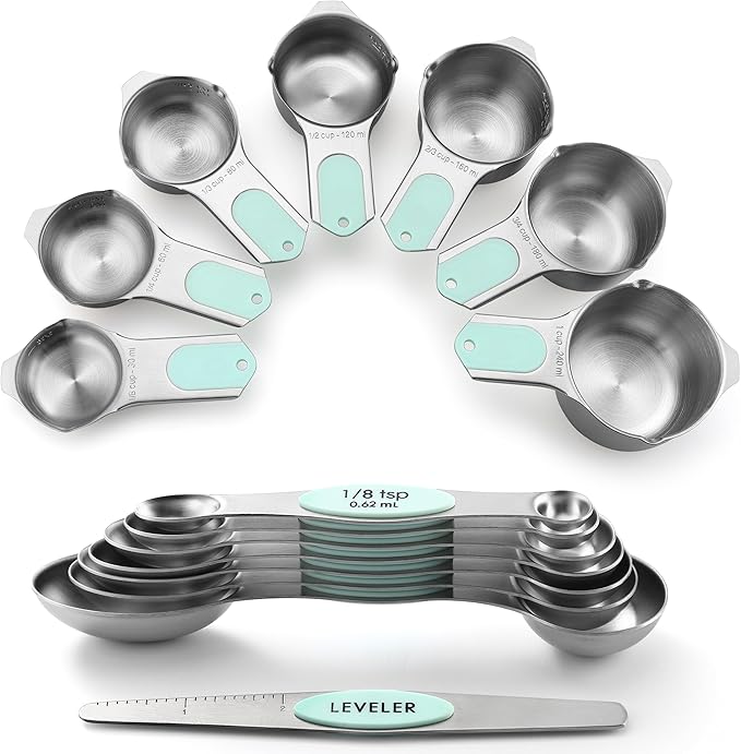 Spring Chef Magnetic Measuring Cups & Spoons Set, Strong N45 Magnets, Heavy by SpringChef