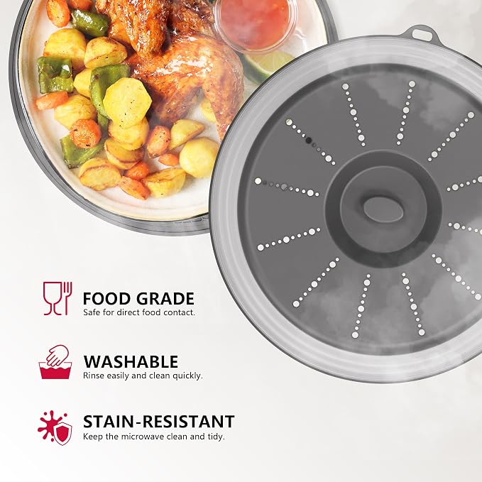 WVM Microwave Splatter Cover & Mat, Vented Collapsible Splatter Guard dish - Image 3