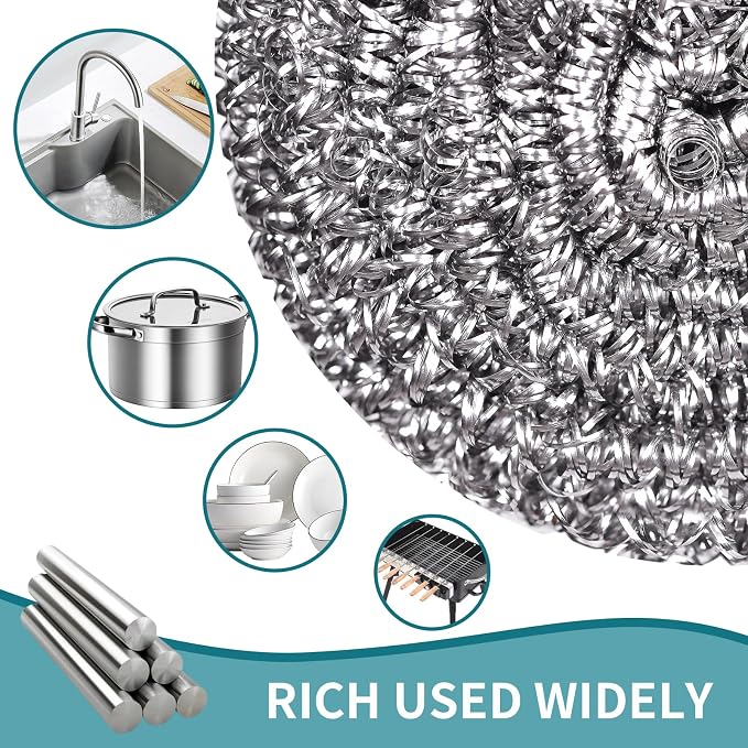 Carrie Joe Stainless Steel Scourer Heavy Duty Scrubber Pads Steel Wool Pack of 6 - Image 6