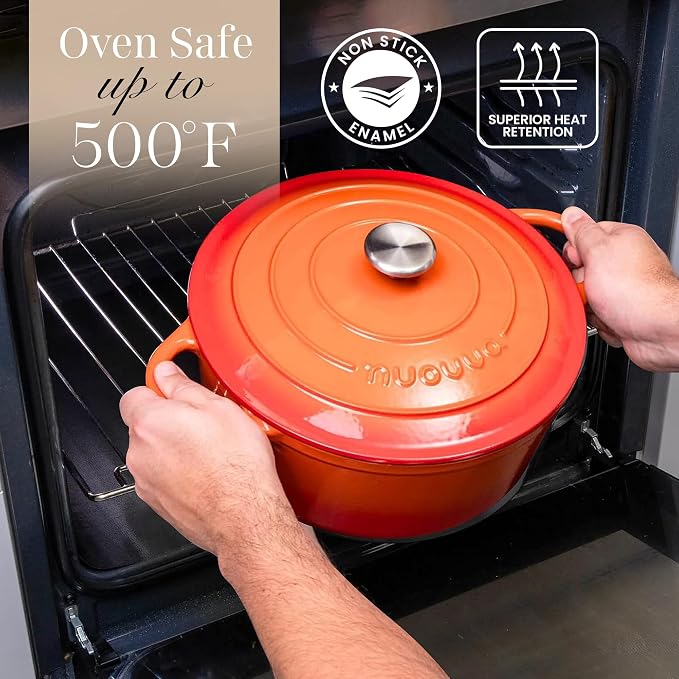 Cast Iron Pot with Lid – Non-Stick Ovenproof Enamelled Casserole Pot, Oven Safe - Image 5