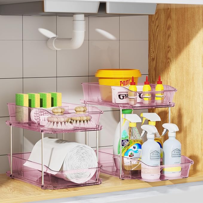 Delamu 2-Tier Under Sink Organizers and Storage, Pull Out Kitchen Pantry - Image 7