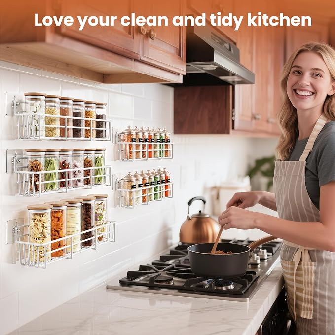 Mystozer 5 Pack Spice Rack Seasoning Organizer Wall Mount, Kitchen Organization - Image 2