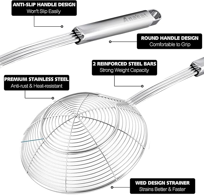 Anaeat Stainless Steel Spider Strainer Skimmer - Image 5