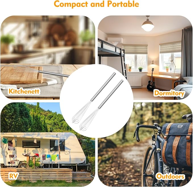 2 PCS Mini Whisk, Small Whisks for Cooking, Stainless Steel Mini Whisk Set - Image 6