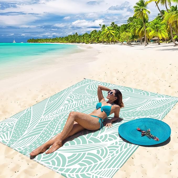 HIHOHO Beach Blanket Waterproof Sandproof Extra Large Beach Mat 79" X - Image 5