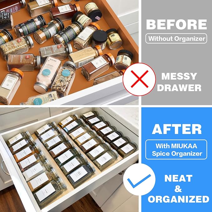MIUKAA Clear Acrylic Spice Drawer Organizer, 4 Tier Seasoning Jars Drawers - Image 6