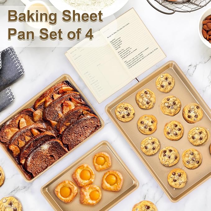 4 Pieces Bakeware Set | 3 Baking Pans & 1 Recipe Notebook Combo | Nonstick - Image 2