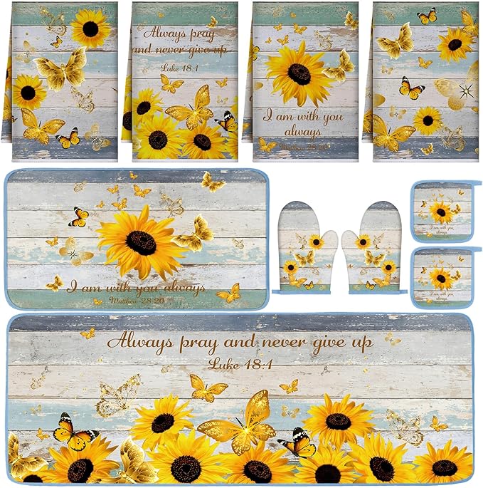 Fourluoo 10 Pcs Sunflower Kitchen Decor and Accessories Set Sunflower Kitchen by Fourluoo