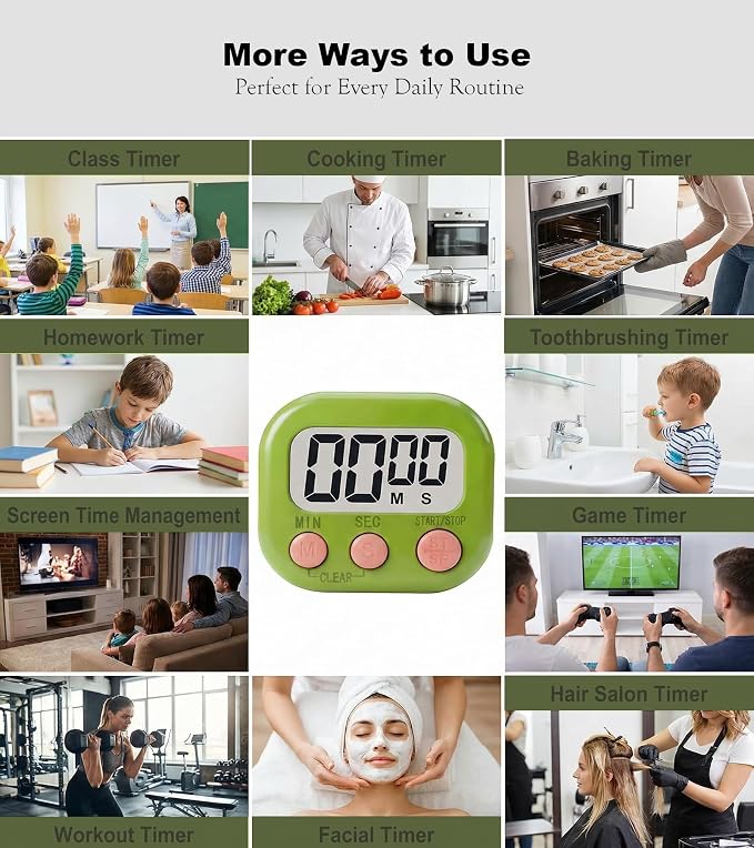 Digital Timer for Classroom Teachers Students, Magnetic Kitchen Countdown Timer - Image 8