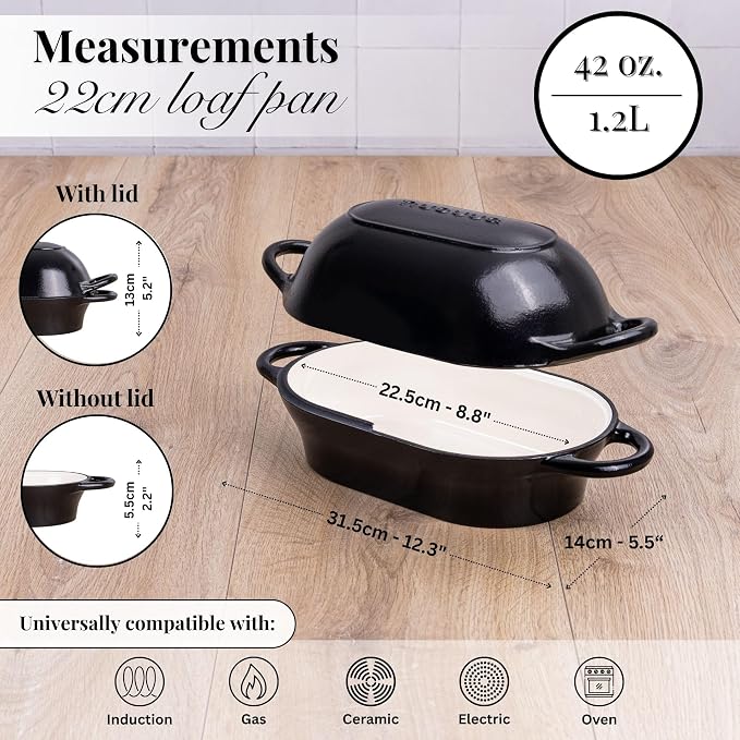 nuovva Dutch Oven For Sourdough Bread Baking – Enamelled Cast Iron Bread Loaf - Image 2