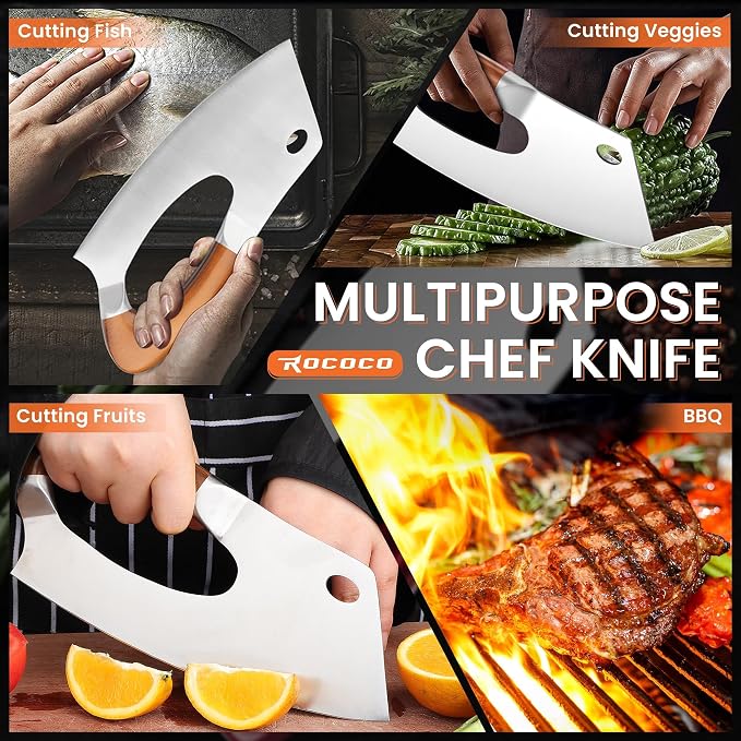 ROCOCO Meat Cleaver Knife Unique Effort Saving Kitchen Knife Professional - Image 7