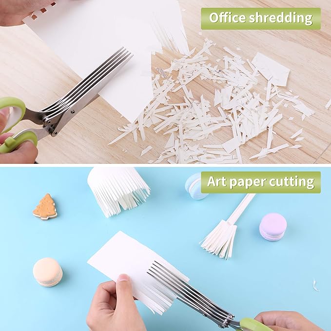2-Pack Herb Scissors Set with 5 Blades & 3 Blades, Paper Shredding, with - Image 7