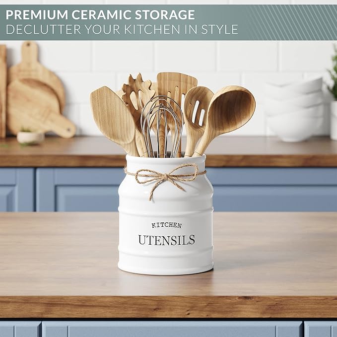 Barnyard Designs Ceramic Farmhouse Utensil Holder - Image 6