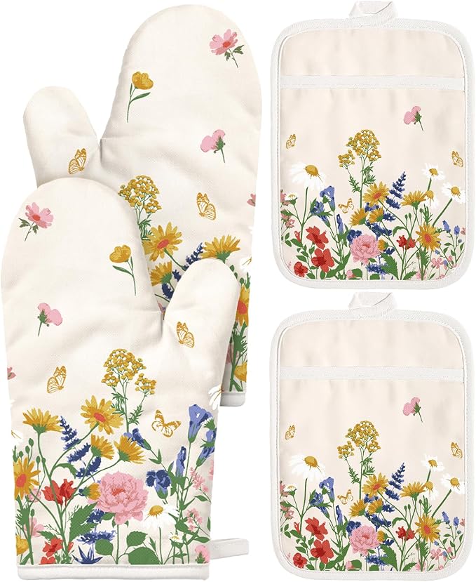 Miss Adola Cotton Oven Mitts and Pot Holders Sets by MissAdola
