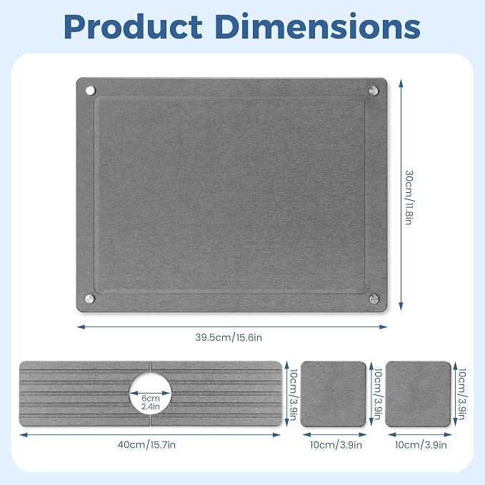Zinovo 5pcs Stone Dish Drying Mats - Image 3