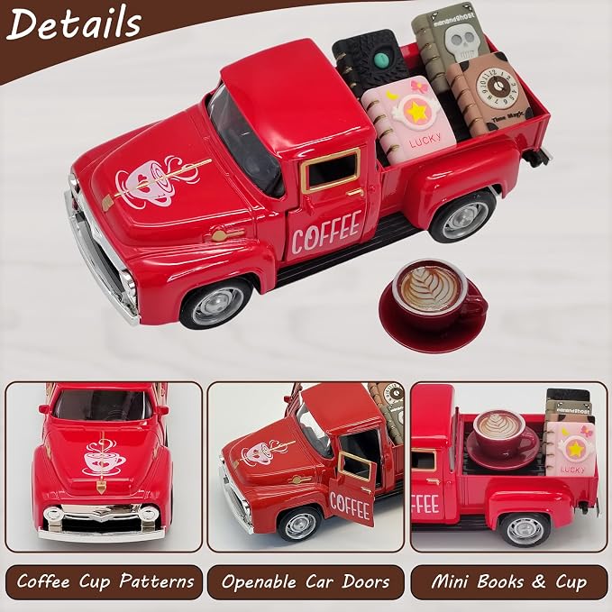 Coffee Bar Decor Vintage Mini Metal Pickup Truck Decor - Image 4