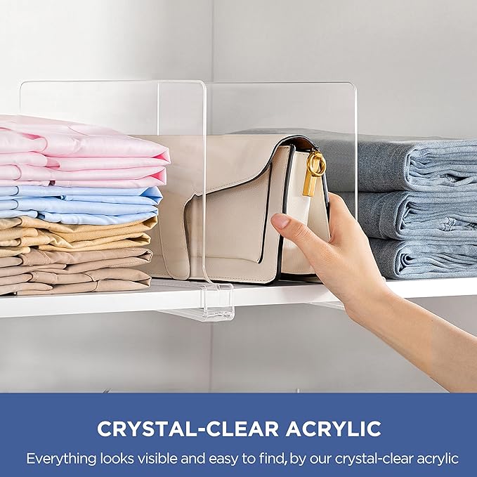 HBlife 1 Pack Clear Shelf Dividers, Vertical Purse Organizer - Image 3