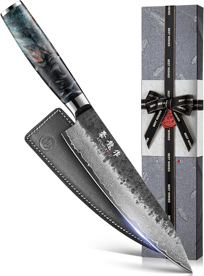 Japanese Chef Knife 8'', Hand Forged 67-Layer Damascus VG10 Core Kitchen Knife by Atumuryou