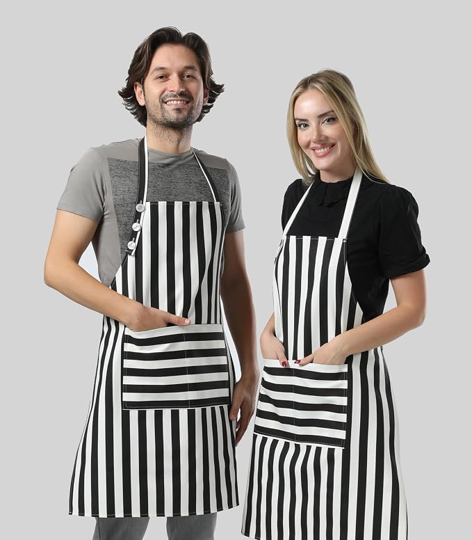 TOSHEX Kitchen Apron Waterdrop Resistant Cotton Apron - Image 7