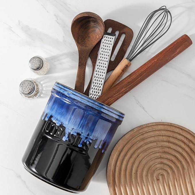 KOOV Cooking Utensil Holder, Large Ceramic Utensil Crock, Deep and Stable - Image 4