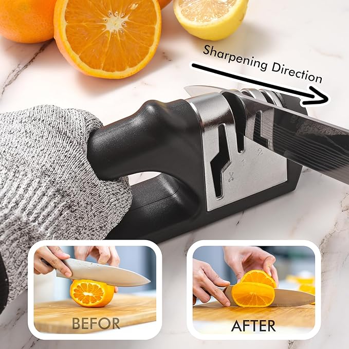 HOTEC 4in1 Knife Sharpener, 3 Stage Manual Sharpener - Image 5